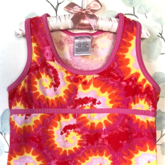 Kids Red Pink Yellow Paisley Tie Dye Tank Dress Sundress by Oriental Trading - Picture 3 of 9